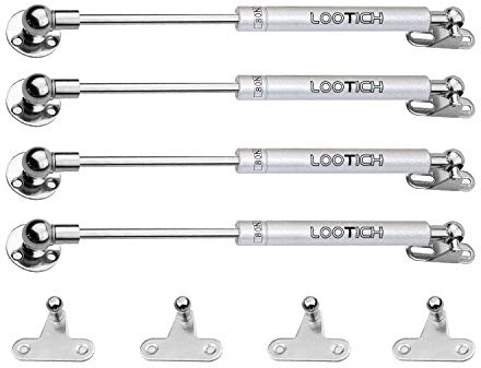 LOOTICH 80N Ganzer Stahl Klappenbeschlag Klappenhalter Gasfeder Dämpfer Truhen Scharniere für Küchenschrank Soft Close Weichschließen Türscharniere 4 Stücke