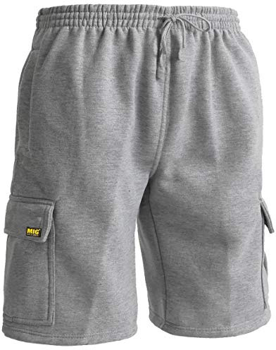 MIG - Mud Ice Gravel Mens Cargo Jogging Tracksuit Shorts Sports Work Casual Leisure (Grey, Large - 38 to 40 Waist)