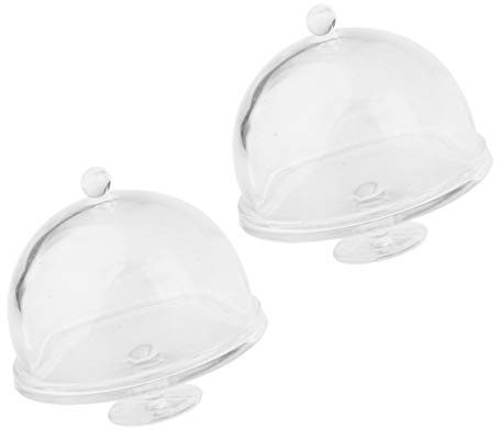 CUTICATE 1/12 Puppenhaus Küchenzubehör - Miniatur Kuchenglocke Tortenplatte Glasglocke mit Deckel - A- 2pcs