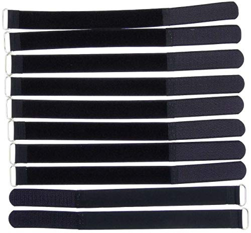 10x 30 cm x 25 mm wiederverschließbare Klett-Kabelbinder SCHWARZ mit Metall-Öse - Kabel-Klettband 300 mm wiederverwendbar