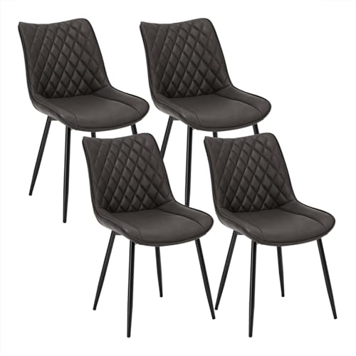 WOLTU 4 x matstolar, set om 4, matsalsstol, köksstol, stoppad stol, designstol med ryggstöd, sits i konstläder, metallram, antik läderlook, antracit, BH210an-4