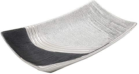***Edle moderne Deko Designer Keramik Schale/Platte/Naschschale/Dekoschale in silber-grau, ca. 30 x 18 x 6 cm.