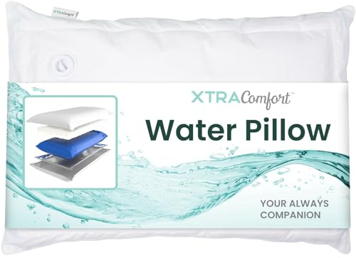 Xtra-Comfort Water Pillow (26'x18') - Memory Foam Pillow for Side, Back, Stomach Sleepers with Adjustable Support