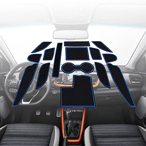 BIXUAN Alfombrilla de Goma compatible con Kia Stonic 2018-2023 2024 2025 Antideslizantes para Portavasos Tablón de mando y compartimentos de almacenamiento de automóviles Accesorios de consola central
