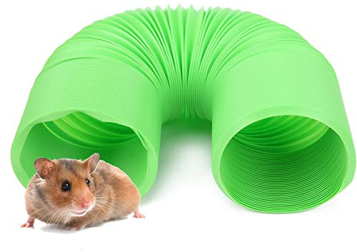 Ausziehbar Hamster Rohr, Kunststoff Tier Tunnel, 10x100cm Klein Nagertunnel Spieltunnel, Haustierkäfig Zubehör für Meerschweinchen, Igel, Chinchillas, Ratten, Frettchen, Degus und Zwergkaninchen(Grün)