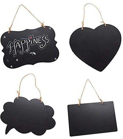 4 Stück Holz Kreidetafel Aufhängen,Wandtafel Kreidetafel Deko,Message Board,Rechteckige Kreidetafeln,Verwendet Für Bars, Heimtextilien, Menüs, Häuser, Restaurants, Hochzeiten, Preisschilder