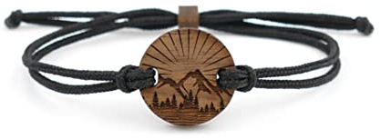 WALDHERZ Holz Armband Berge und Sonne aus Walnussholz | handgefertigt in Deutschland | nachhaltig und vegan