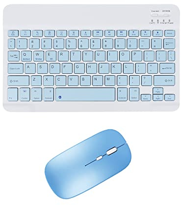 Wireless Bluetooth Keyboard and Mouse Combo, Ultra-Thin 2.4 GHz Wireless Keyboard and Mouse for iPad Pro/iPad Air/iPad 9.7 and Other iOS Android Windows Devices(Blue