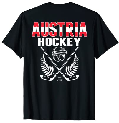 Österreich Eishockey Fans Trikot Österreichische Flagge Hockeyschläger T-Shirt