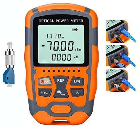 4 in 1 Fiber Optic Tester-Portable Fiber Power Meter FC/SC/ST Standard Interface, Built-in 30mW Visual Fault Locator (OPM&VFL) Network Cable Tester with 1psc FC to LC Adapter