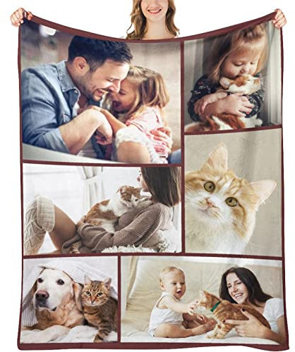 Personalisierte Fotodecke Mit Eigenem Foto, individuelle kuscheldecke Bedrucken Lassen mit Foto,1-9 Bildcollage,Fotodecke selbst gestalten, Fotogeschenk für Geburtstag Jahrestag Weihnachten, 150×200cm