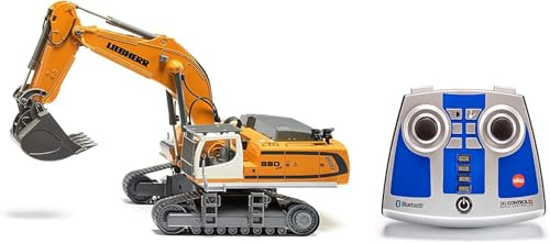 siku 6740, Liebherr R980 SME Escavatore Cingolato, Telecomandato, 1:32, Incluso Telecomando Bluetooth, Possibile Comando tramite App con Effetti Sonori, Metallo/Plastica, Giallo