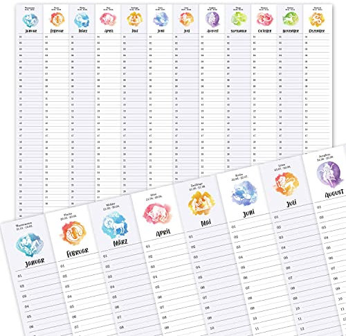 Geburtstagskalender für Kinder I DIN A2 I Wandkalender immerwährend I jahresunabhängig I Beige Sternzeichen Motiv für Kindergarten Schule - dv1163