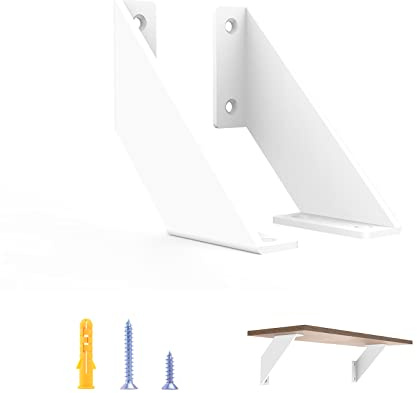 SPOROOT Soporte flotante para estantería blanco, soporte angular para estantería, soporte angular metálico para estantería de pared 10cm (2 unidades)