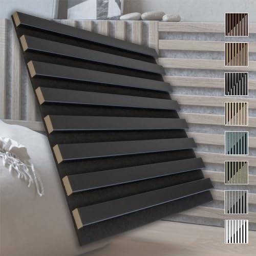 MARBET DESIGN Akustikpaneele Akustikquadrate 40x40cm Wandverkleidung Holz - (1 Paneel, schwarz - schwarz matt) horizontal aus MDF Deckenverkleidung