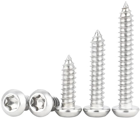Qrity 50 Stück M5x10mm Selbstschneidende Schraube, Torx Flachkopfschrauben Edelstahl, Rundkopf Vollgewinde, Silber