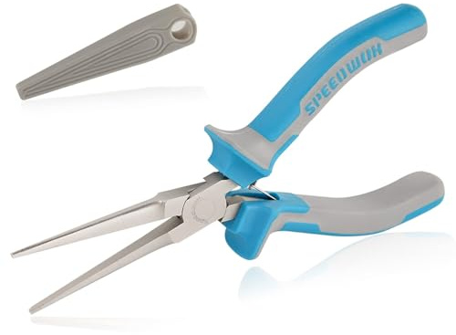SPEEDWOX 15,2 cm Nadelzange für die Schmuckherstellung, Mini-Spitzen, extra lange Spitze, dünne Nadelzange, glatte Backen, mit Schutzabdeckung, kleine Schmuckherstellungswerkzeuge