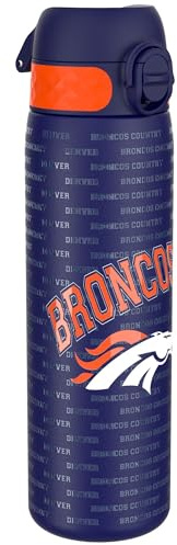 Ion8 NFL Denver Broncos Lightweight Steel Water Bottle, 600 ml/20 oz, Non-Insulated, Leak Proof, Easy to Open, Secure Lock, Dishwasher Safe, Flip Cover, Fits Cup Holders, Metal Water Bottle