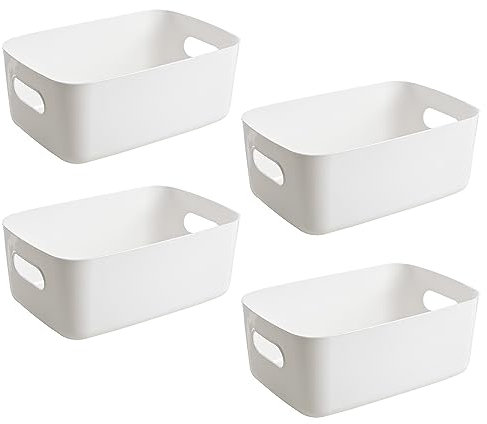 Jesdavan 4 Pièces Panier de Rangement Plastique, Panier Rangement Salle de Bain, Panier Rangement Cuisine, Panier en Plastique Convient aux Cosmétiques Jouets Collations