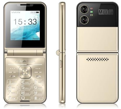 Téléphone Portable Senior à Rabat, Design à Rabat, Double écran, Grands Boutons, Cadran Rapide, Son Clair, Caméra HD, Lampe de Poche LED (Gold)