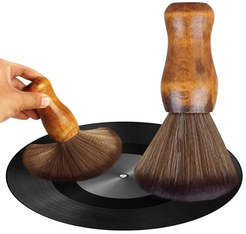 Vinyl Record Cleaning Brush Anti-Static Soft Vinyl Turntable Wood Record Cleaning Brushes Record Vinyl Dust Remover Brush for Vinyl Albums LP CD Cartridge Keyboard Guitar with Cleaning Cloth