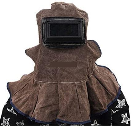 True Color Schweißmaske, Schweißermaske, Leder-Schweißarbeits-Leder-Schweißhelm-Maske, Solar-Flip-Cover-Linse, atmungsaktive Leder-Schweiß-Gesichtsmaske, Kapuze, Schweißer-Sicherheitsschutzhelm, Leder