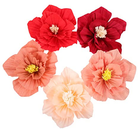 STOBOK 5 Stück Selbstgemacht Papierblumen 20cm Stereoskopische Farbintensive Papierblumen Dekoration Leichtes Tragbares Partydekor Für Hochzeit Geburtstagsfeier Und Heimdeko