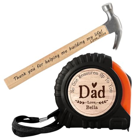 Ensemble de marteau à mesurer à ruban personnalisé pour papa, personne ne mesure à vous, ruban à mesurer de papa en bois personnalisé pour la fête des pères, cadeaux pour grand-père