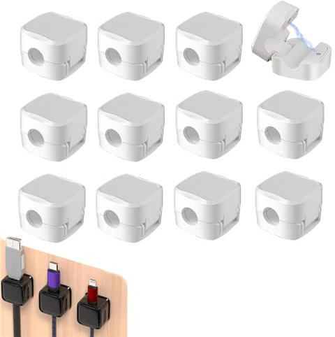 Charging Cable Magnetic Cable Organizer Storage Holder, Magnetic Cable Organizer Storage Holder, Wire Holder Keeper Organizer Management for Desktop, Side Table, Under the Table, Kitchen ( Color : Whi