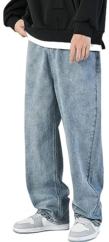 Jeans da uomo Baggy Y2K Streetwear Skateboard Jeans Vintage Ragazzi Jeans Hip Hop Style Pantaloni larghi Adolescenti Ragazzi Straight Leg Denim Pantaloni Loose Fit Pantaloni Classic Regular