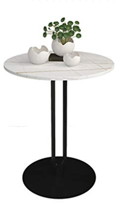 Exquisite Nachttische, runder Marmor-Beistelltisch, Freizeit-Couchtisch für den Innenbereich, Büro, Empfangsraum, Rezeption, Café, Verhandlungstisch, Korbtisch (Farbe: Schwarz, Größe: 45 x 45 x 55 cm)