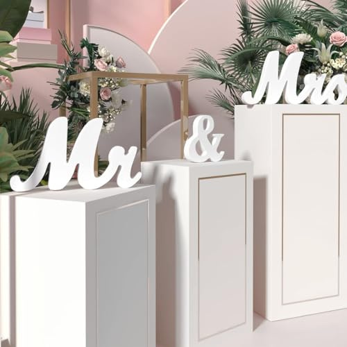 GVEYIQK MR & MRS Hochzeit Holz Buchstaben Schild, Hochzeitsdekoration, Hochzeits Deko Tisch, Rustikal, Liebe, 31.3 cm x 15 cm