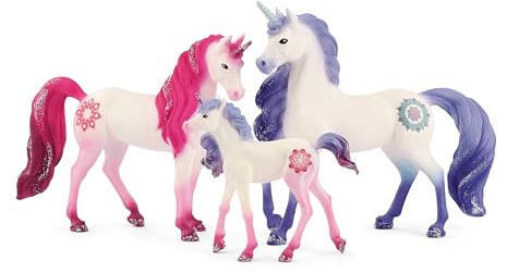 SCHLEICH bayala Einhorn Spielzeug, 3-teiliges Sammelset Einhorn Figuren, Einhorn Geschenke für Mädchen ab 5 Jahren, Mandala Einhorn Familie