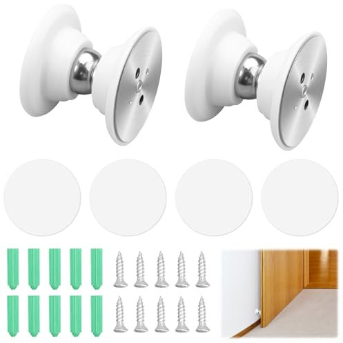 2 Pezzi Fermaporta Magnetico in Silicone con 3M Pellicola E Viti Fermaporte Magnetici Camper Ferma Porta da Pavimento per Diversi Tipi di Porte Evita Che la Porta Colpisca il Muro (Argento Bianco)