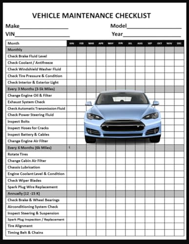 VEHICLE MAINTENANCE CHECKLIST: Service and Repair Record Book for Vehicles