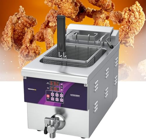 LFfwynog Freidora eléctrica Comercial, freidora eléctrica con freidora eléctrica de Acero Inoxidable con Control de Tiempo y filtración de Aceite, freidora para Uso Comercial en restaurantes