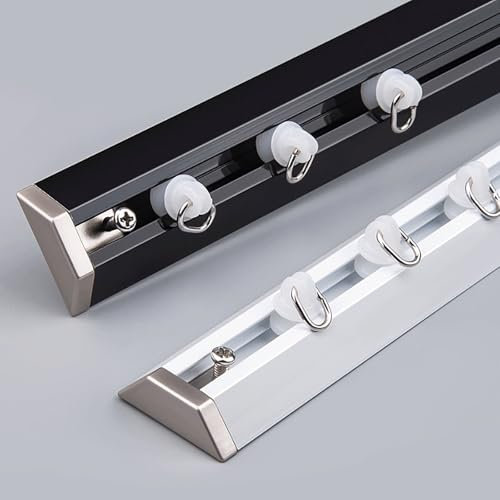 V-förmige Vorhangschiene Dünne Vorhangschienen Gardinenschiene Aluminium Vorhangschiene 1-läufig Vorhangschiene Innenlaufschiene for Schiebevorhänge, Gardinen und Vorhänge(Black,2.1m(6.9ft))