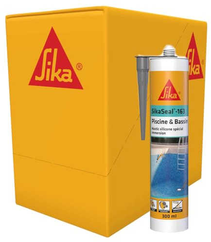 SIKA - Silicone Piscine et Bassin - SikaSeal-163 - Gris - Carton 12x300ml | Joints de piscines et zones immergées - Résistant au Chlore