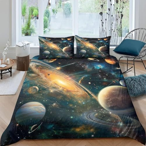 Sternenhimmellandschaft Im Weltraum Bettwäsche Set Kinderbettwäsche 135X200 Cm 3D Gedruckt Weich Glatt Mikrofaser Weiche Bettbezug 3 Teilig Mit Reißverschluss + 2 Kopfkissenbezug - Hypoalle -317362710