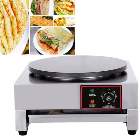 LIULIQ Máquina De Panqueques Eléctrica Comercial, con Superficie De Olla De 40 Cm De Diámetro, Es Antiadherente Y Temperatura Ajustable Calentamiento Uniforme para Cocinar Varios Tipos De Panqueques
