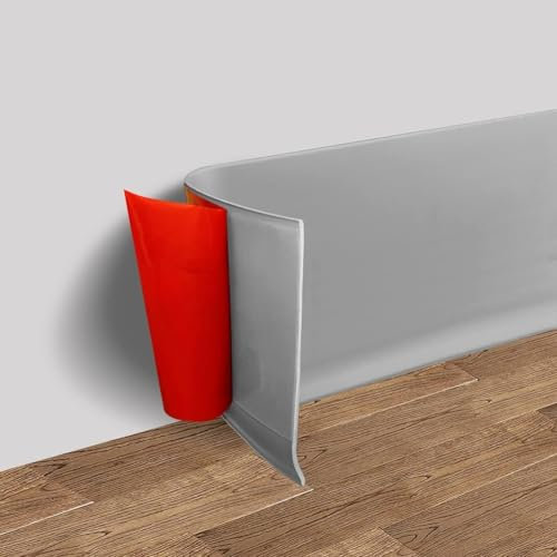 HEBEOT 3 metros PVC autoadhesivo flexible zócalo moldura plástico zócalo cubre moldura flexible cocina encimera borde tira 3 metros x 10 cm (gris)