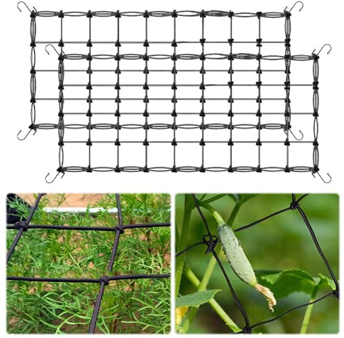 Vmxlso 2 Stück Scrog Netz, Grow Netz, Elastische Pflanzennetz 120x60cm, Pflanzen Netz mit Haken, Gitternetz Spaliernetz, Multifunktion Ranknetz Zelt für Gemüse-,Obst-Und Blumenpflanzen Verwendet