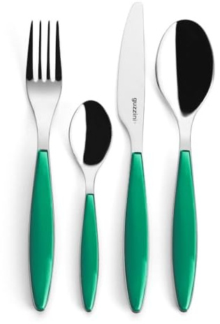 Guzzini - Feeling, lot de 24 couverts - Smeraldo, 15 x 7,2 x h 24 cm - 23000069