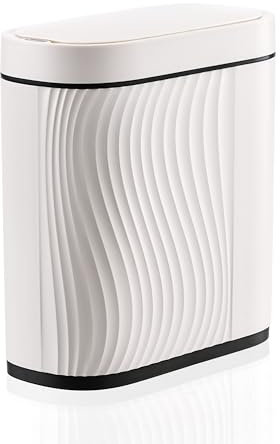 sapisecret Automatischer Mülleimer mit Sensor 8L - Elektrischer Mülleimer mit Deckel für Küche & Badezimmer - Wasserdicht/Geruchsdicht für Büro, Schlafzimmer, WC - Weißer Abfallbehälter Leise