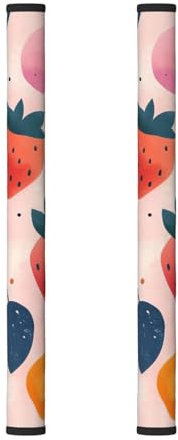 Set di 2 coperture per maniglie del frigorifero con stampa di fragole rosa, per elettrodomestici da cucina, proteggono il frigorifero dalle macchie di impronte digitali