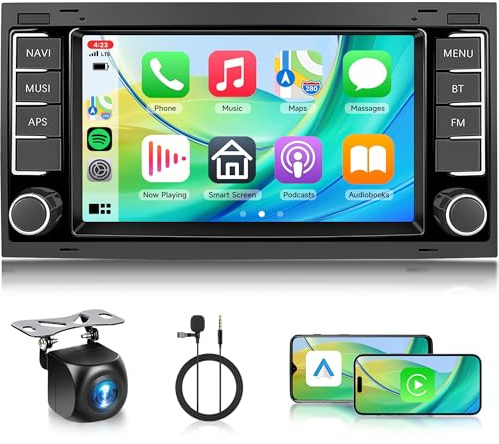 4G+64G Android Autoradio für VW Touareg 2004-2011 VW Transporter T5 Multivan 2004-2009 7 Zoll Wireless Carplay Autoradio Android Auto Navi GPS Mirror Link Bluetooth WiFi FM/RDS/EQ/DAB Rückfahrkamera