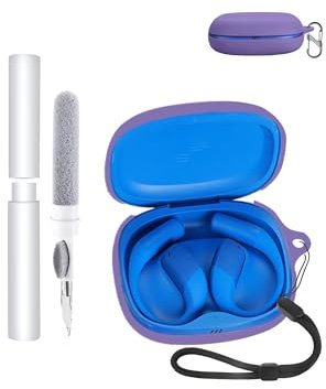 Silikon Hülle für JBL Endurance Zone kabellose Open-Ear Sport-Kopfhörer – Stoßfest, toergy Wasserdicht, Weich & Langlebig, mit Lanyard, Schlüsselanhänger & Reinigungstool, Violett