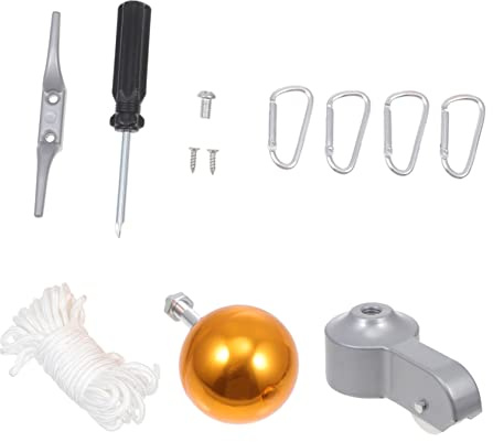 SUPVOX Stainless Steel Flag Pole Accessories Heavy Duty Flagpole Kit Replacement Tool Ball Head Fixing Rope for Outdoor Camping