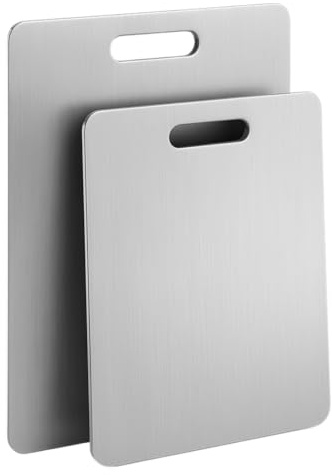ZOIMANIA - Set 2 Taglieri in Acciaio Inox AISI 304 - Spessore 15/10 (1,5 mm) - Misure: 20x30cm + 30x40cm - Satinato Antigraffio - Bifacciali - Lavabili in Lavastoviglie