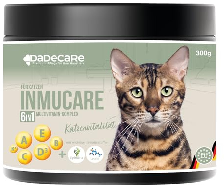 Inmucare Vitamin-Pulver für Katzen, 300 g, zur Stimulierung des Appetits, Unterstützung bei Genesung und Stressabbau, hilft bei Appetitlosigkeit und Schwächephasen